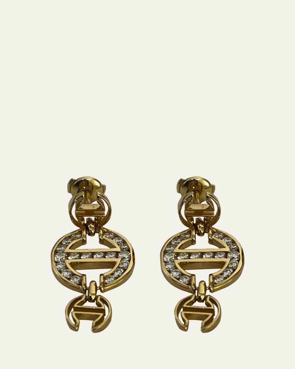 18K Yellow Gold MMV Happiness Channel Set White Diamond Earrings